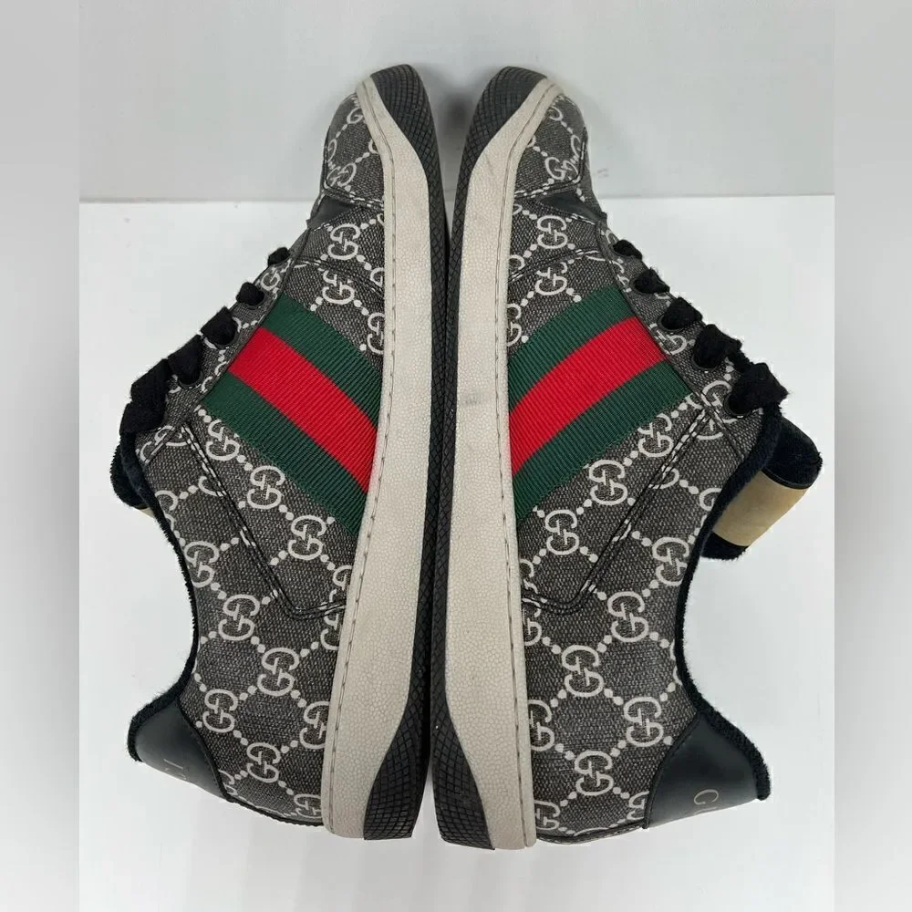 Gucci Screener PVC & leather Sneakers Men's Black x Gray Sherry Line GG Supreme